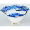 Glass Rocks Dottie Boscamp White Wave Series Fluted Bowl Artisan Handblown Art Glass