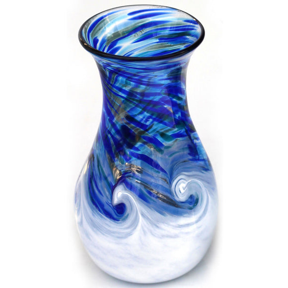 Glass Rocks Dottie Boscamp White Wave Series Vase Artisan Handblown Art Glass Vases