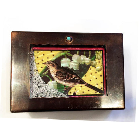 Grace Gunning Sparrow and Lilly of the Valley Reliquary Box Artistic Artisan Designer Keepsake Boxes
