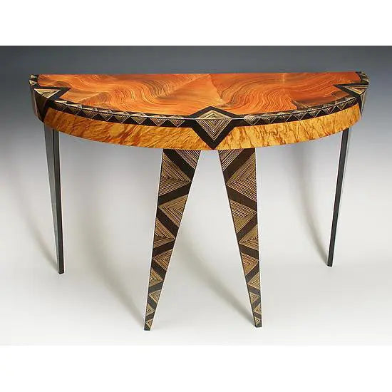Grant Noren Art Deco Demilune Table, Artistic Artisan Designer Tables
