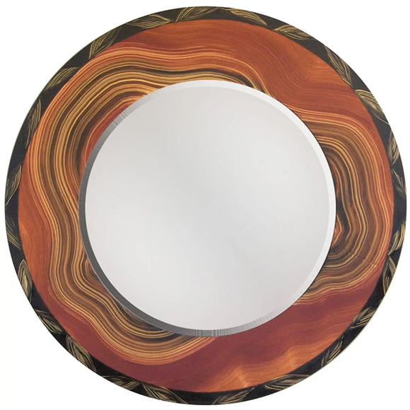 Grant Noren Burl Vine Round Wood Mirror, Artistic Artisan Designer Mirrors