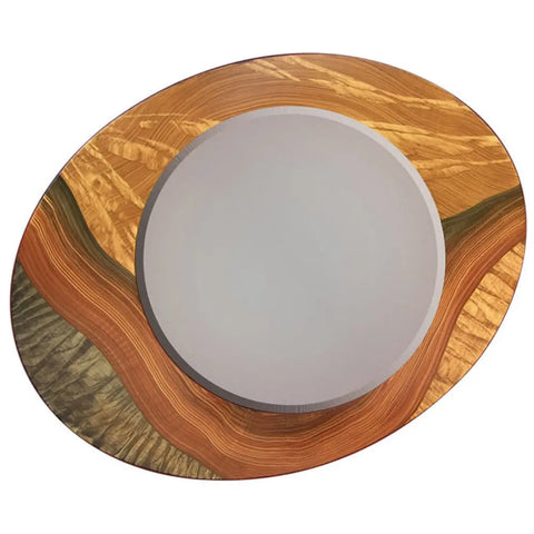 Grant Noren Land Asymmetric Wood Mirror, Artistic Artisan Designer Mirrors