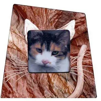 Grant Noren Painted Faux Finish Wood Cat Photo Frame Cat Artistic Artisan Designer Photo Frames