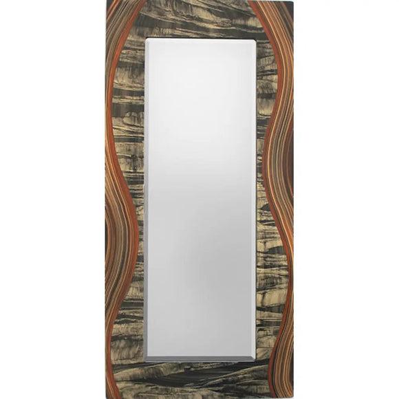 Grant Noren Tiger River Rectangular Wood Mirror, Artistic Artisan Designer Mirrors