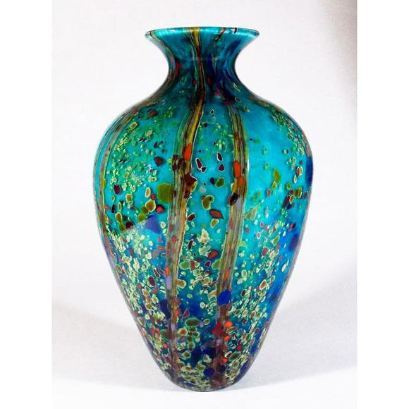Grateful Gathers Glass By Danny Polk Jr Reactive Series Ocean Forest Glossy Amphora Vase Artisan Crafted Hand Blown American Art Glass