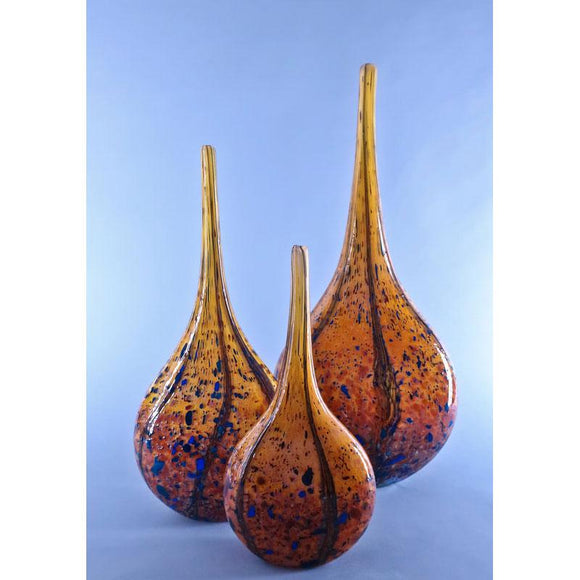 Grateful Gathers Glass By Danny Polk Jr Reactive Series Small Medium and Large Glossy Wild Honey Mandolin Vases Artisan Crafted Hand Blown American Art Glass