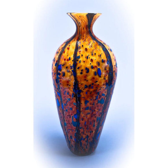 Grateful Gathers Glass By Danny Polk Jr XL Reactive Series Wild Honey Matte Amphora Vase Artisan Crafted Hand Blown American Art Glass