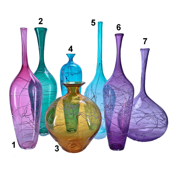 Grateful Gathers Glass by Danny Polk Lightening Vases Hand Blown American Art Glass