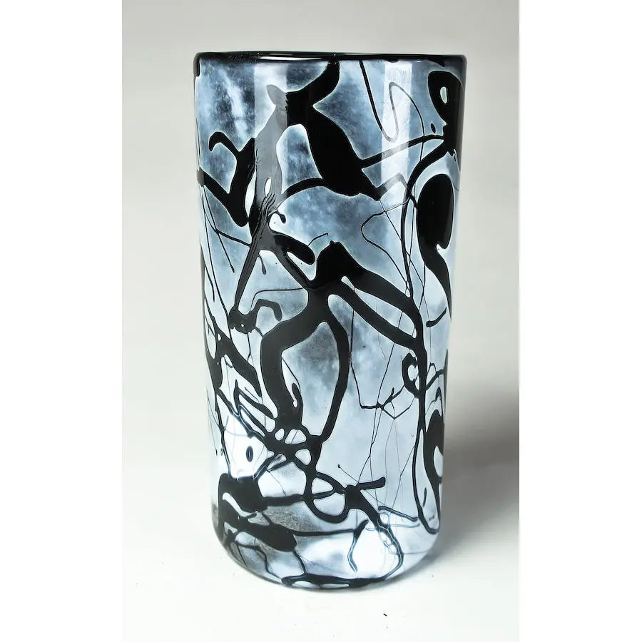 Grateful Gathers Glass by Danny Polk Moonlight Jazz Cylinder Vase Hand Blown American Art Glass