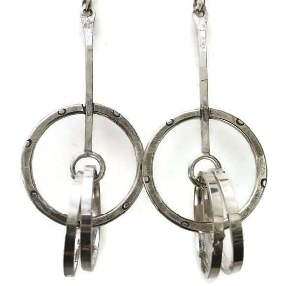 Hammered Ring Circles Sterling Silver Earrings E165  by Joanna Craft Jewelry Design Artistic Artisan Designer Jewelry