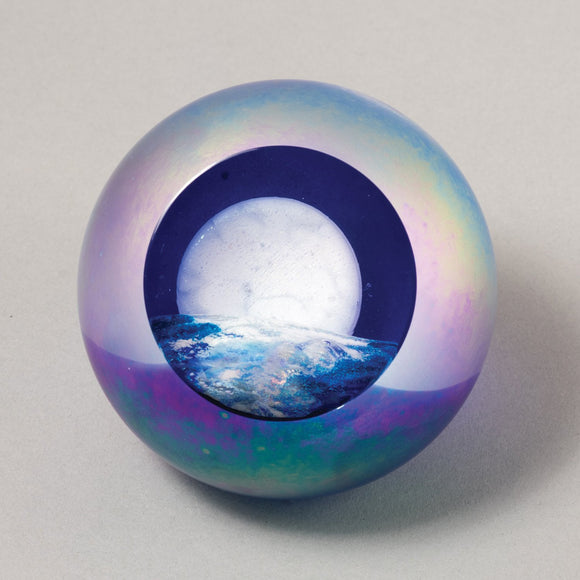 Handblown Glass Celestial Goodnight Moon Paperweight By Glass Eye Studio Artistic Artisan Crafted Paperweights