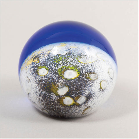 Handblown Glass Celestial Paperweight in Apollo Moon By Glass Eye Studio Artistic Artisan Crafted Paperweights