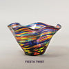 Handblown Glass Mini Wave Bowl by Glass Eye Studio, fiesta twist, set of two