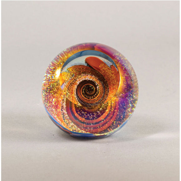 Handblown Glass Fireball Paperweight in Starburst By Glass Eye Studio Artistic Artisan Crafted Paperweights