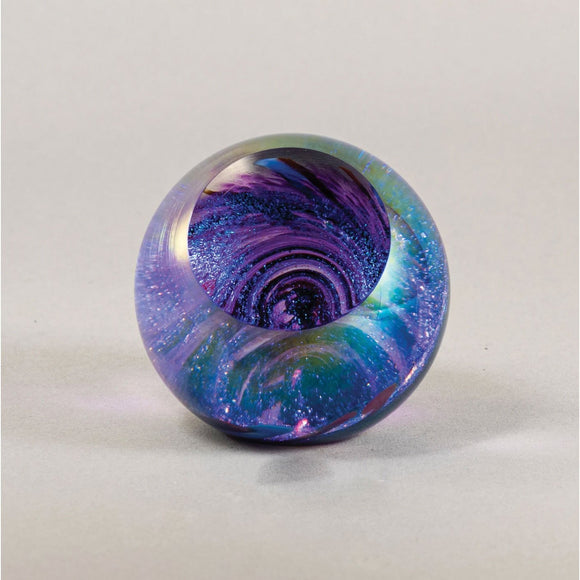 Handblown Glass Fireball Paperweight in Tempest By Glass Eye Studio Artistic Artisan Crafted Paperweights