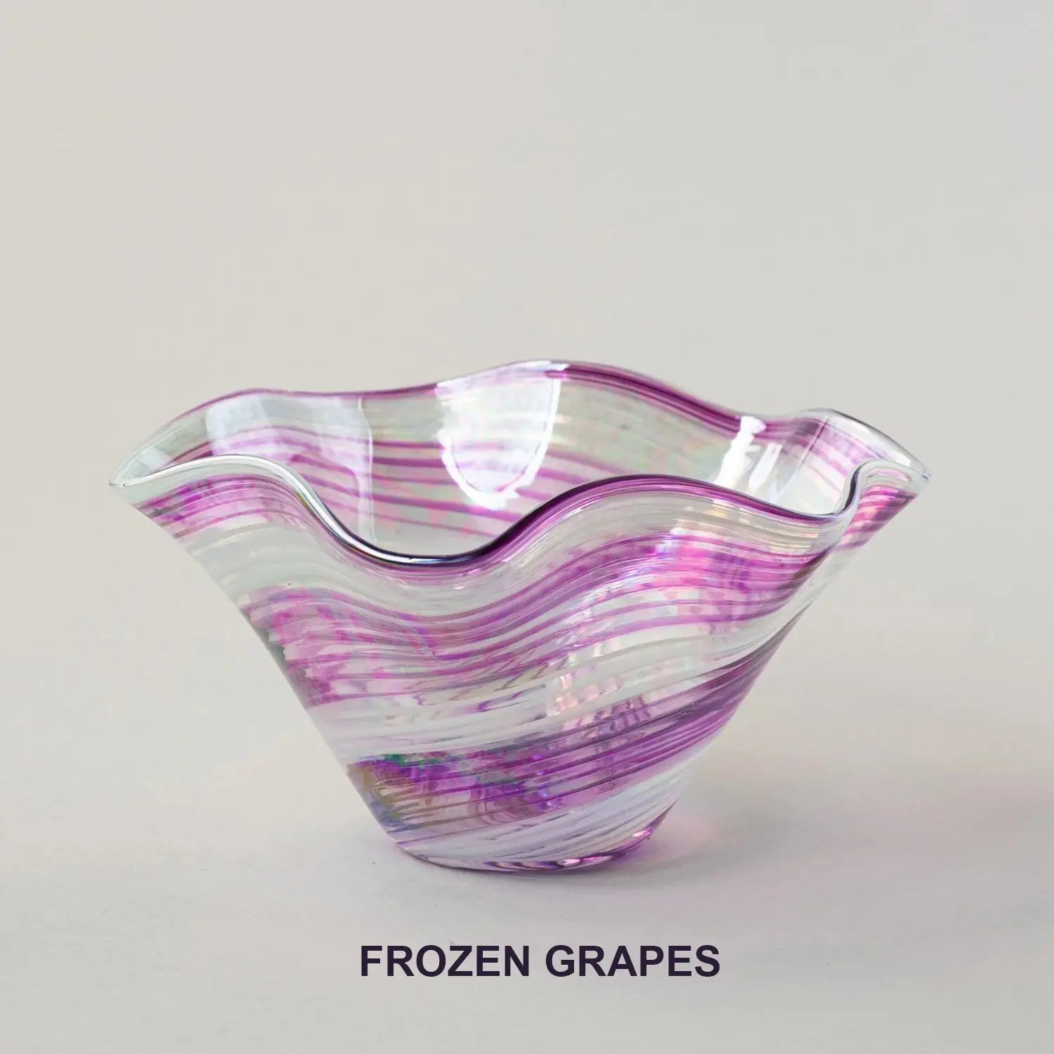 andblown Glass Mini Wave Bowl by Glass Eye Studio, Frozen Grapes, set of two
