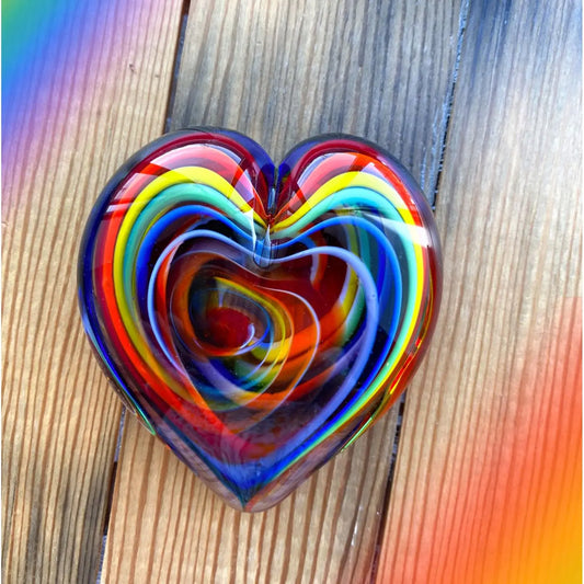Handblown Glass Heart of Fire Paperweight in Bohemian By Glass Eye Studio Artistic Artisan Crafted Paperweights