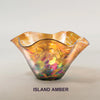 Handblown Glass Mini Wave Bowl by Glass Eye Studio, Island Amber, set of two