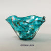 Handblown Glass Mini Wave Bowl by Glass Eye Studio, Ocean Lava, set of two
