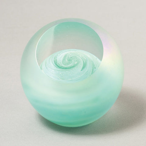 Handblown Glass Planetary Uranus Paperweight By Glass Eye Studio Artistic Artisan Crafted Paperweights