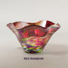 Handblown Glass Mini Wave Bowl by Glass Eye Studio, Red Rainbow, set of two
