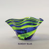 Handblown Glass Mini Wave Bowl by Glass Eye Studio, Sunday blue, set of two