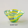 Handblown Glass Mini Wave Bowl by Glass Eye Studio, Sunny Day, set of two