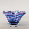 Handblown Glass Mini Wave Bowl by Glass Eye Studio, Violet Twist, set of twoj