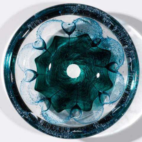 Hot Glass Alley Jake Pfeifer Foil Swedish Jade Green Bowl Artistic Handblown Glass