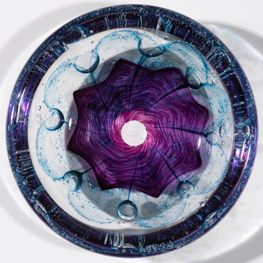 Hot Glass Alley Jake Pfeifer Foil Swedish Purple Bowl, Artistic Handblown Glass