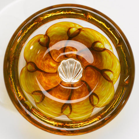 Hot Glass Alley Jake Pfeifer Shell Swedish Gold Topaz Bowl Artistic Handblown Glass