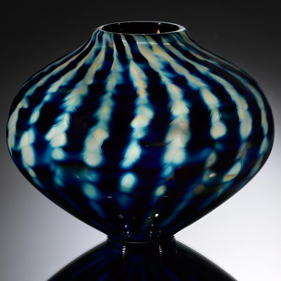 Hot Glass Alley Jake Pfeifer Treasure Chubby Optic Stripe Vase Artistic Handblown Glass