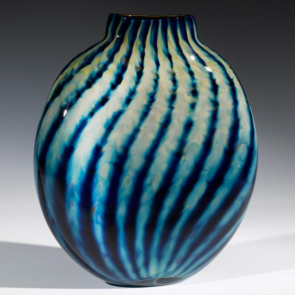 Hot Glass Alley Jake Pfeifer Treasure Pill Optic Stripe Vase Artistic Handblown Glass