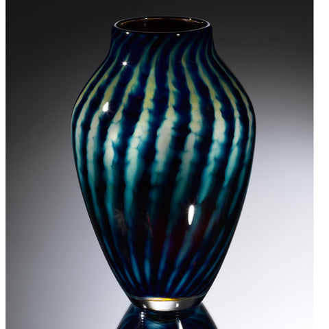 Hot Glass Alley Jake Pfeifer Treasure Reverse Amphora Optic Stripe Vase Artistic Handblown Glass