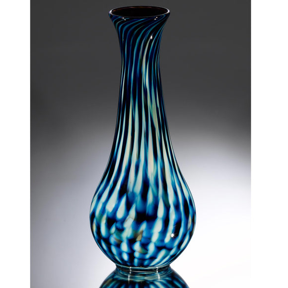 Hot Glass Alley Jake Pfeifer Treasure Teardrop Optic Stripe Vase Artistic Handblown Glass