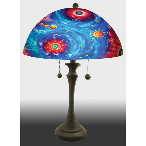 Jamie Barthel Galaxys Reverse Hand Painted Glass Table Lamp, Contemporary Glass Lamps