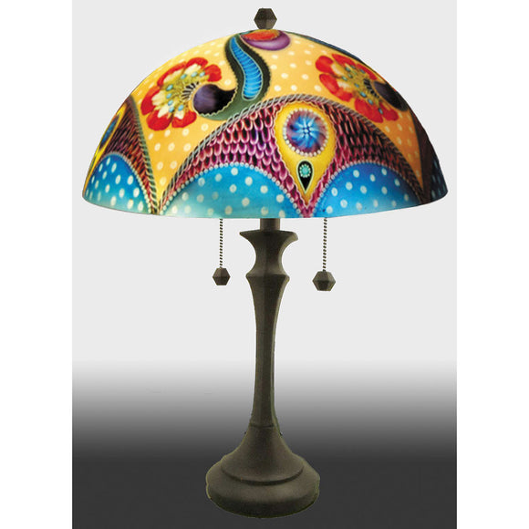 Jamie Barthel Hali Reverse Hand Painted Glass Lamp, Contemporary Glass Lamps