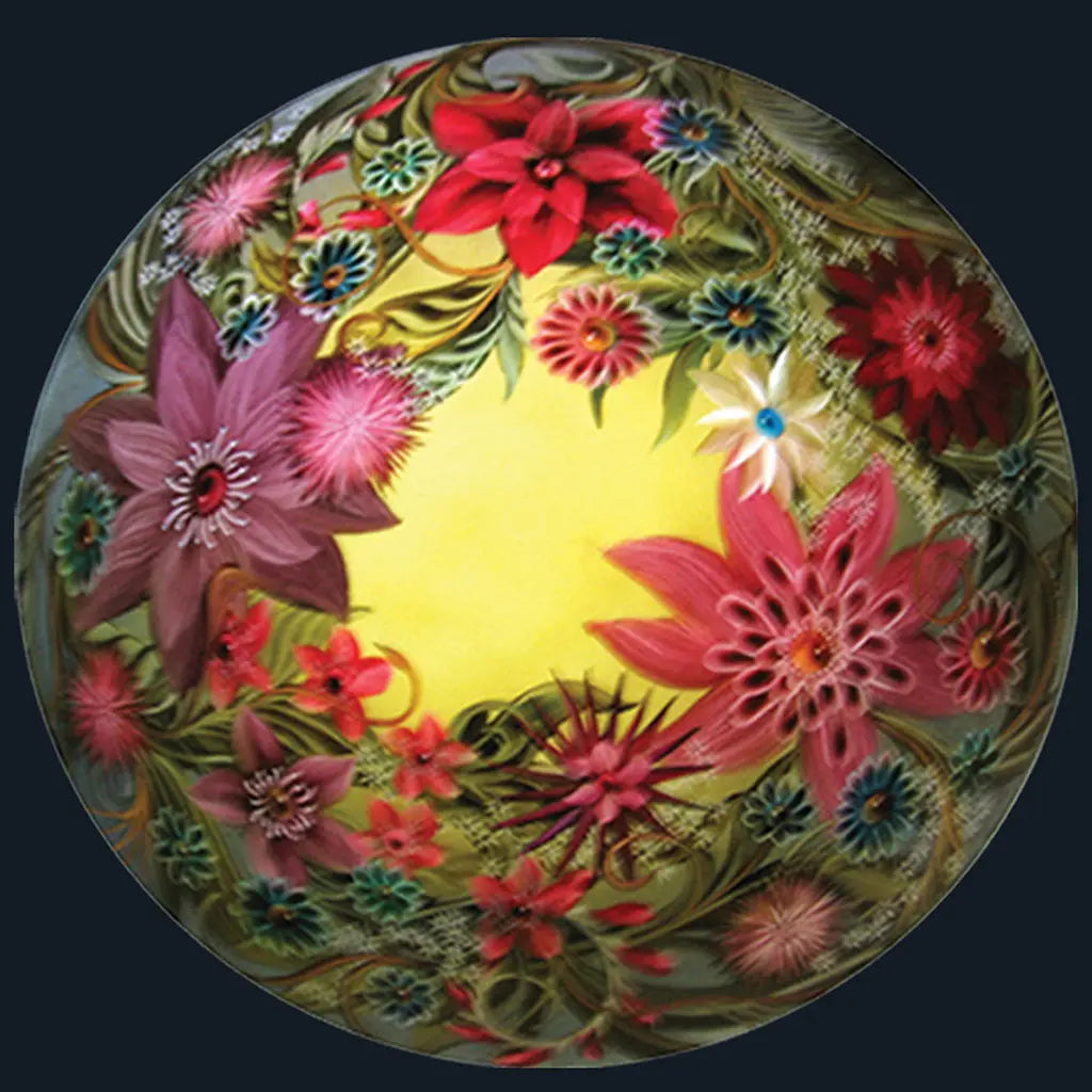 Jamie Barthel Le Jardin Reverse Hand Painted Glass Chandelier, Contemporary Chandeliers