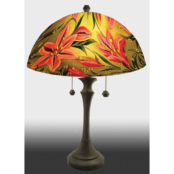 Jamie Barthel Lovely Lily Reverse Hand Painted Glass Table Lamp, Contemporary Glass Lamps
