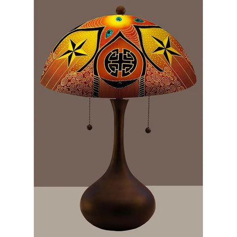 Jamie Barthel Lucky Reverse Hand Painted Glass Table Lamp, Contemporary Glass Lamps