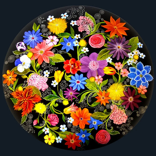 Jamie Barthel Midnight Garden Reverse Hand Painted Glass Chandelier, Contemporary Chandeliers