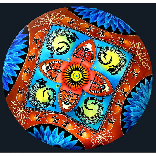 Jamie Barthel Santa Fe Reverse Hand Painted Glass Chandelier, Contemporary Chandeliers
