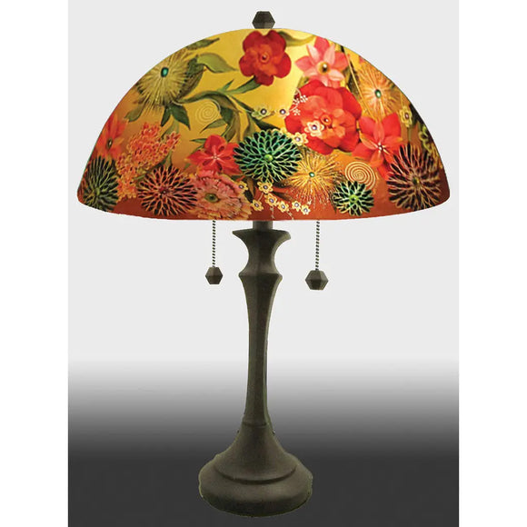 Jamie Barthel Spring Bouquet Reverse Hand Painted Glass Table Lamp, Contemporary Glass Lamps