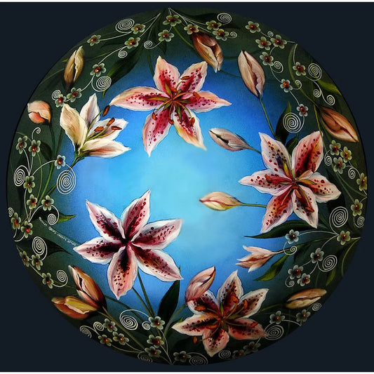 Jamie Barthel Stargazer Blue Sky Reverse Hand Painted Glass Chandelier, Contemporary Chandeliers