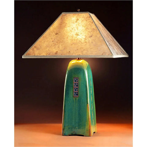 Jim Webb Studio 233 Four Sided Moss Glaze Table Lamp North Union Collection with Silver Mica Shade