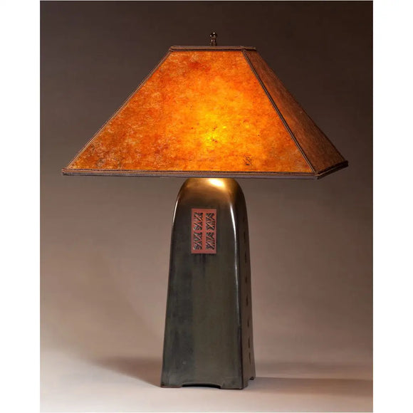 Jim Webb Studio 233 Four Sided Onyx Glaze Table Lamp North Union Collection with Amber Mica Shade