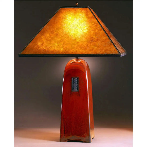 Jim Webb Studio 233 Four Sided Russet Glaze Table Lamp North Union Collection with Amber Mica Shade