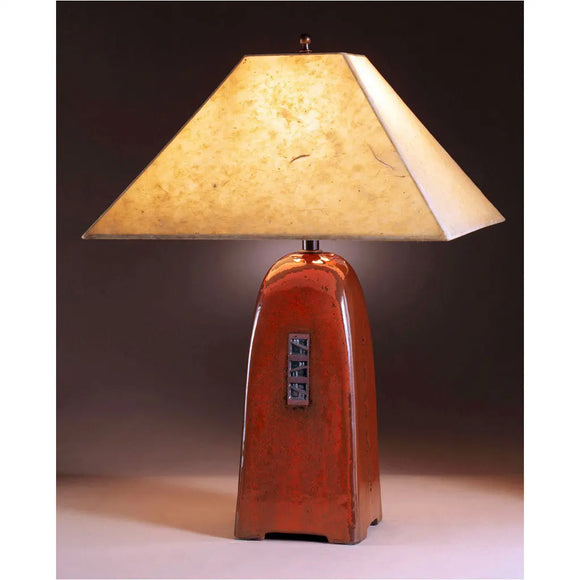 Jim Webb Studio 233 Four Sided Russet Glaze Table Lamp North Union Collection with Natural Lotka Paper Shade Shade