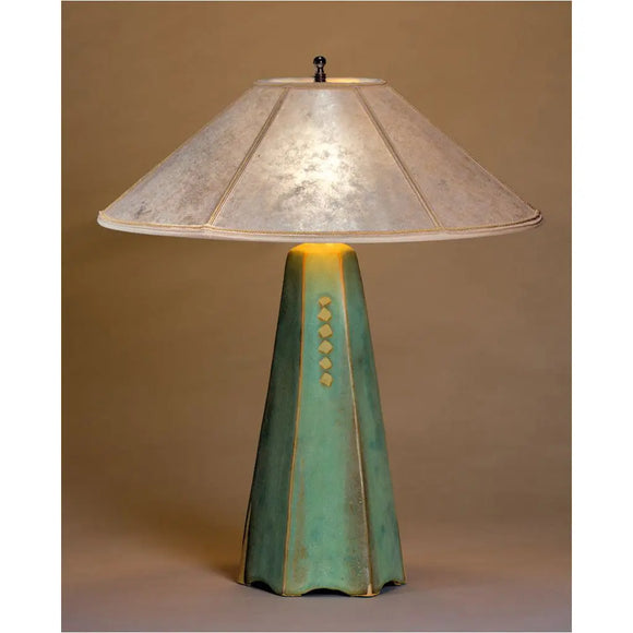 Jim Webb Studio 233 Six Sided Celery Glaze Table Lamp Hopewell Collection with Silver Mica Shade