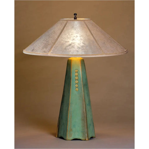 Jim Webb Studio 233 Six Sided Celery Glaze Table Lamp Hopewell Collection with Silver Mica Shade